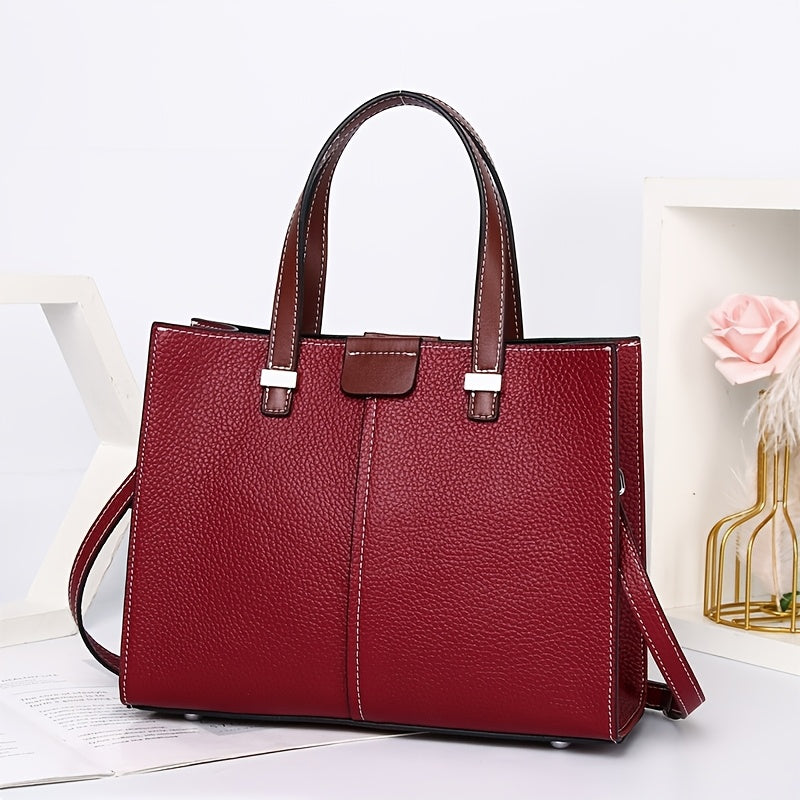 Women's Leather Crossbody Bag Detachable Strap Zipper Closure