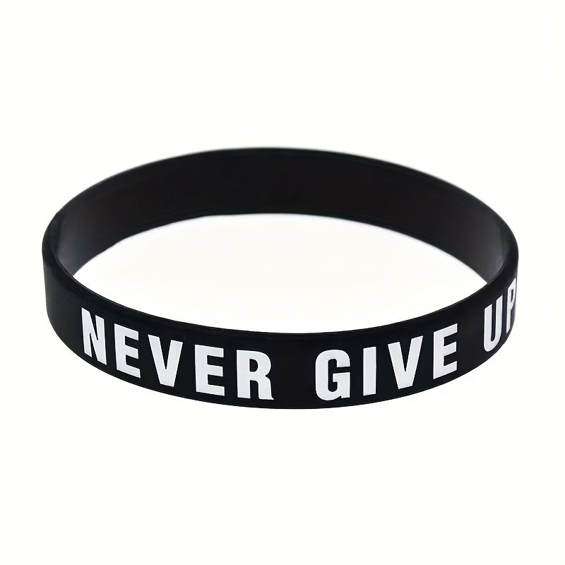 3 Pcs Never Give Up Silicone Bracelet Inspirational Rubber Wristband