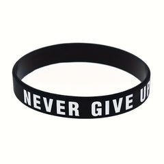 3 Pcs Never Give Up Silicone Bracelet Inspirational Rubber Wristband
