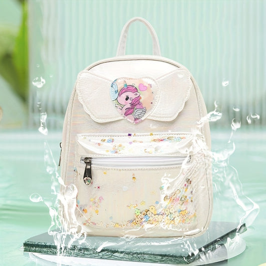 Unicorn Wings Shape Backpack with Colorful Sequins for Girls