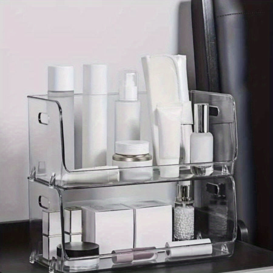 Clear Plastic Stackable Makeup Organizer Storage Case for Vanity Cosmetics