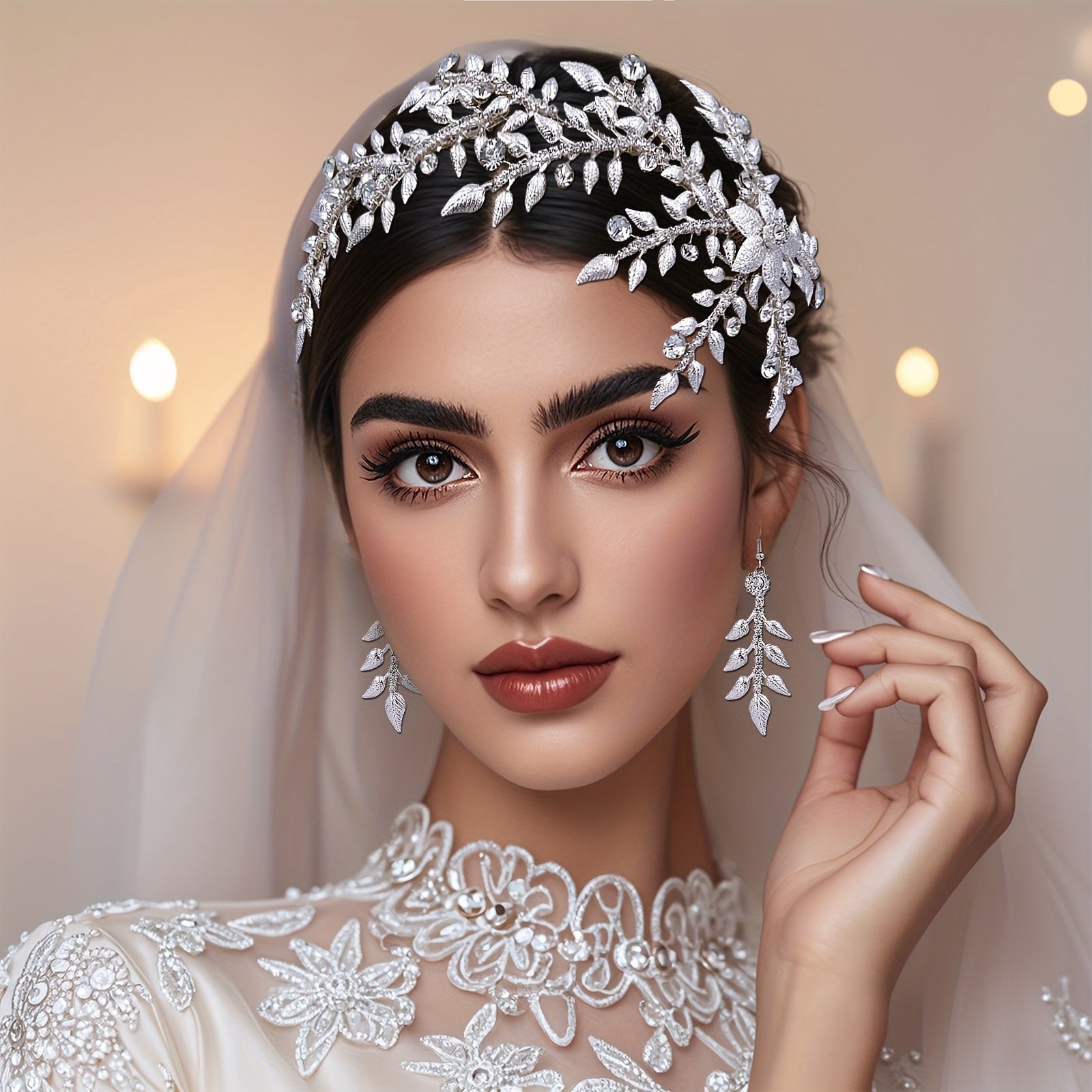 Snowflake & Leaf Bride Headpiece