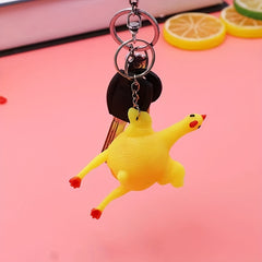 Chicken Egg Laying Hens Stress Ball Keychain Toy