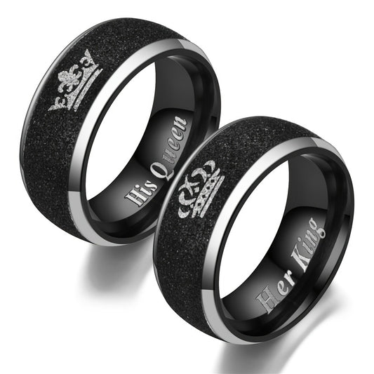 Stainless Steel Couple Crown Ring Set His Queen Her King Engagement Rings
