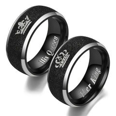 Stainless Steel Couple Crown Ring Set His Queen Her King Engagement Rings