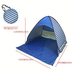 Portable Beach Shade Tent For 2 People Quick Opening Stripe