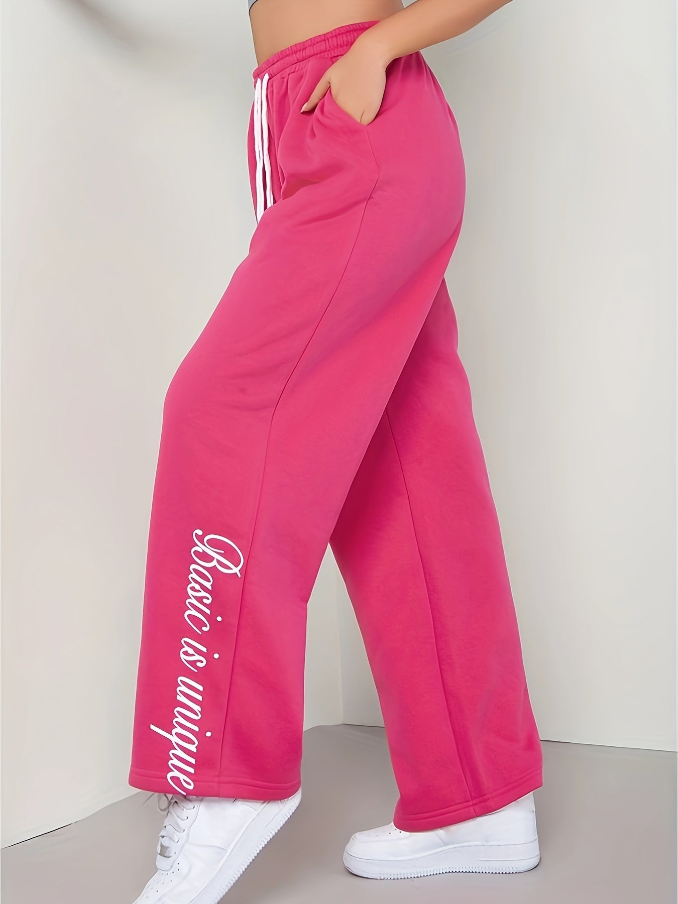  Casual Pants Women's Plus Letter Print Elastic Drawstring