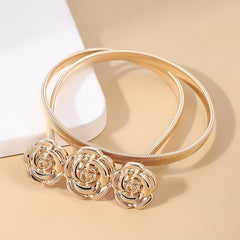 Alloy Rose Carved Waist Belt for Women Elastic Accessory