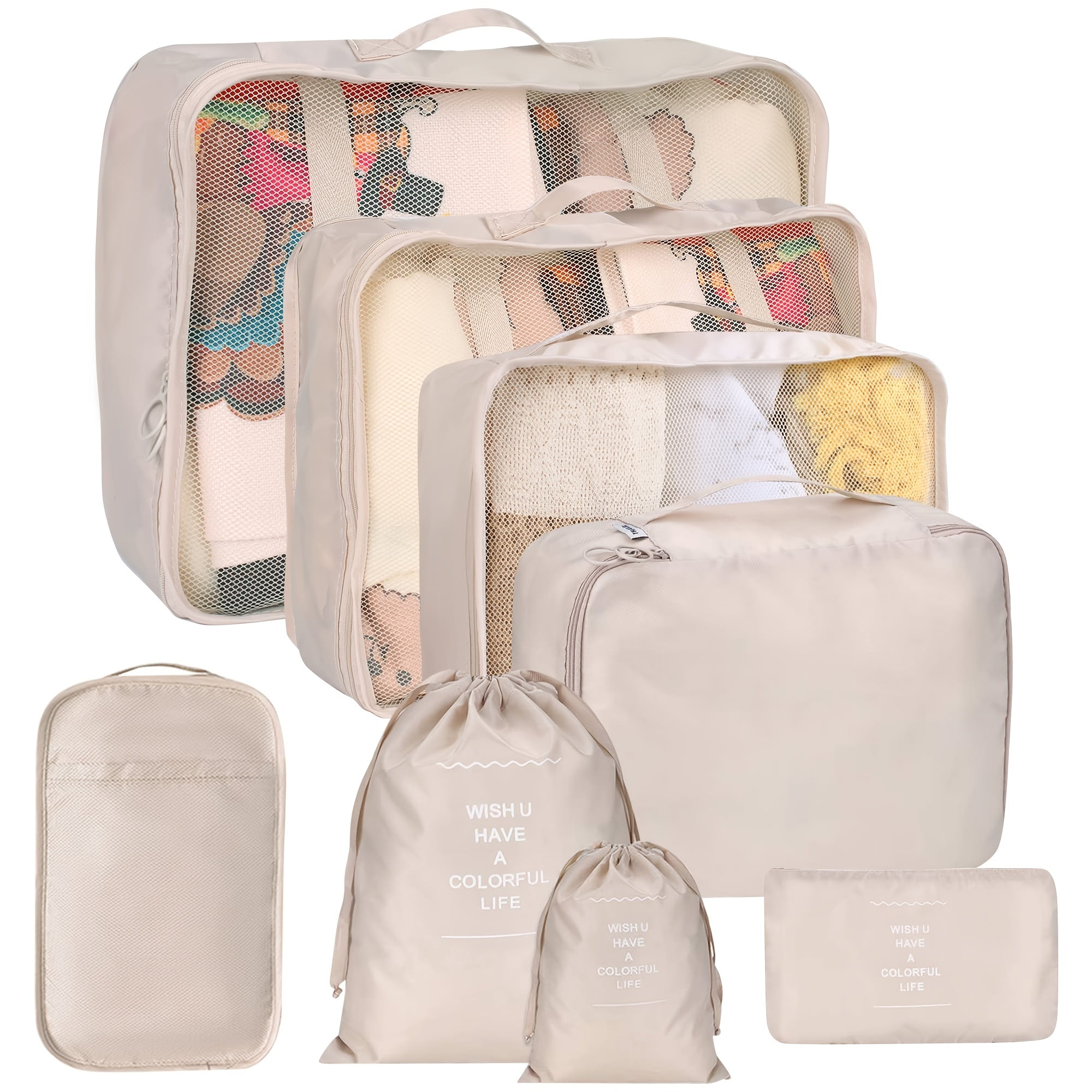 8pcs Suitcase Travel Packing Organizers Laundry Compression Shoe Clothing