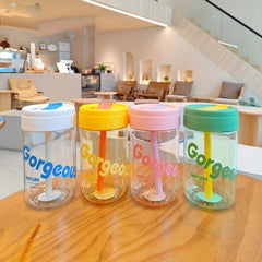 600ml Big Belly Straw Cup Portable Plastic Water Cup for Office Home Outdoor