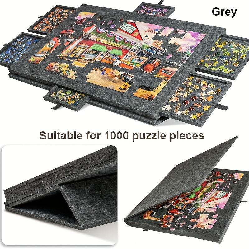 6 in 1 Puzzle Table with Built-in Stand & 6 Drawers
