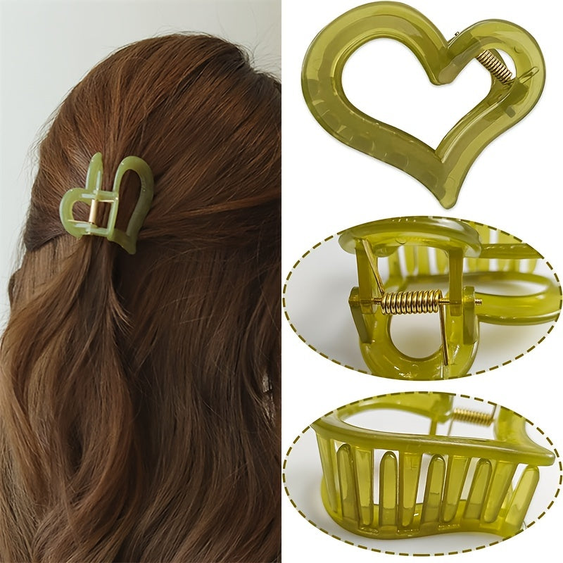 4pcs Heart Hair Claw Clips Acrylic Strong Hold Clip