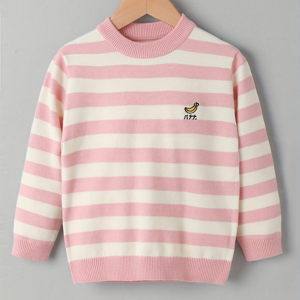 Girls' Stripe & Embroidered Knit Sweater Pullovers