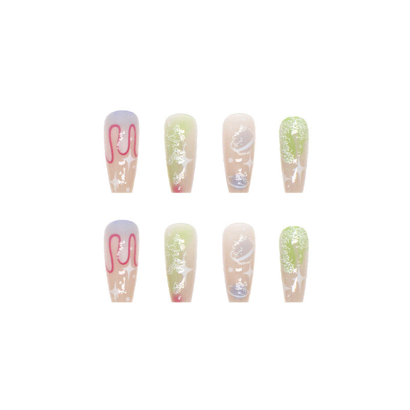 24pcs Ballet Nail Space Series False Nail Sheets with Tool Kit