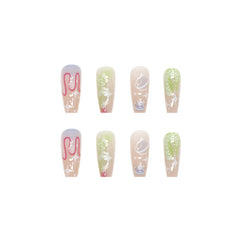24pcs Ballet Nail Space Series False Nail Sheets with Tool Kit