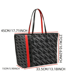 Vintage Tote Bag Zipper Closure Red Geometric Circle Pattern