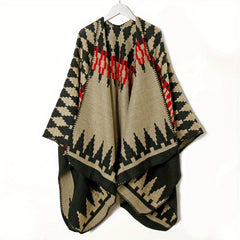 Boho Geometric Jacquard Shawl Windproof Cape Large Blanket Scarf