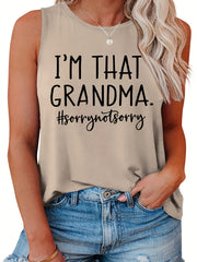  Casual Family Tank Top Women's Plus Slogan Print Round Neck