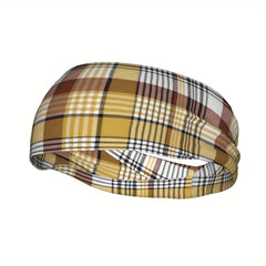 Vintage Plaid Sport Headband Breathable Polyester Spandex Fabric