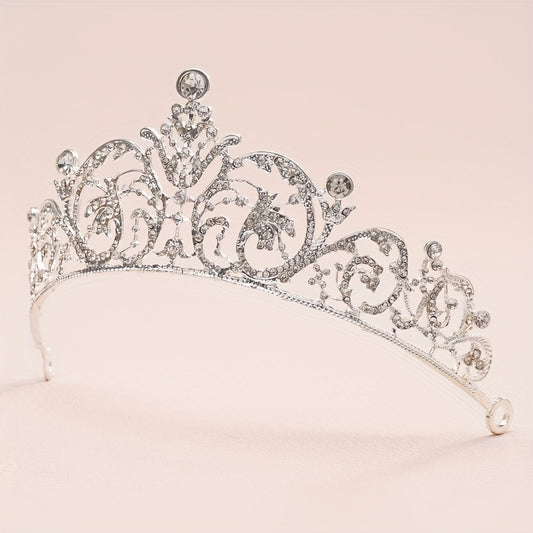 Baroque Style Rhinestone Crown Tiara Wedding Bridal Hair Accessory