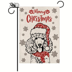 Christmas Poodle Dog Garden Flag Winter Holiday Decoration Double Sided