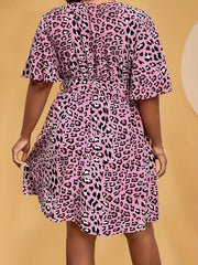  Leopard Print Mini Dress With Belt