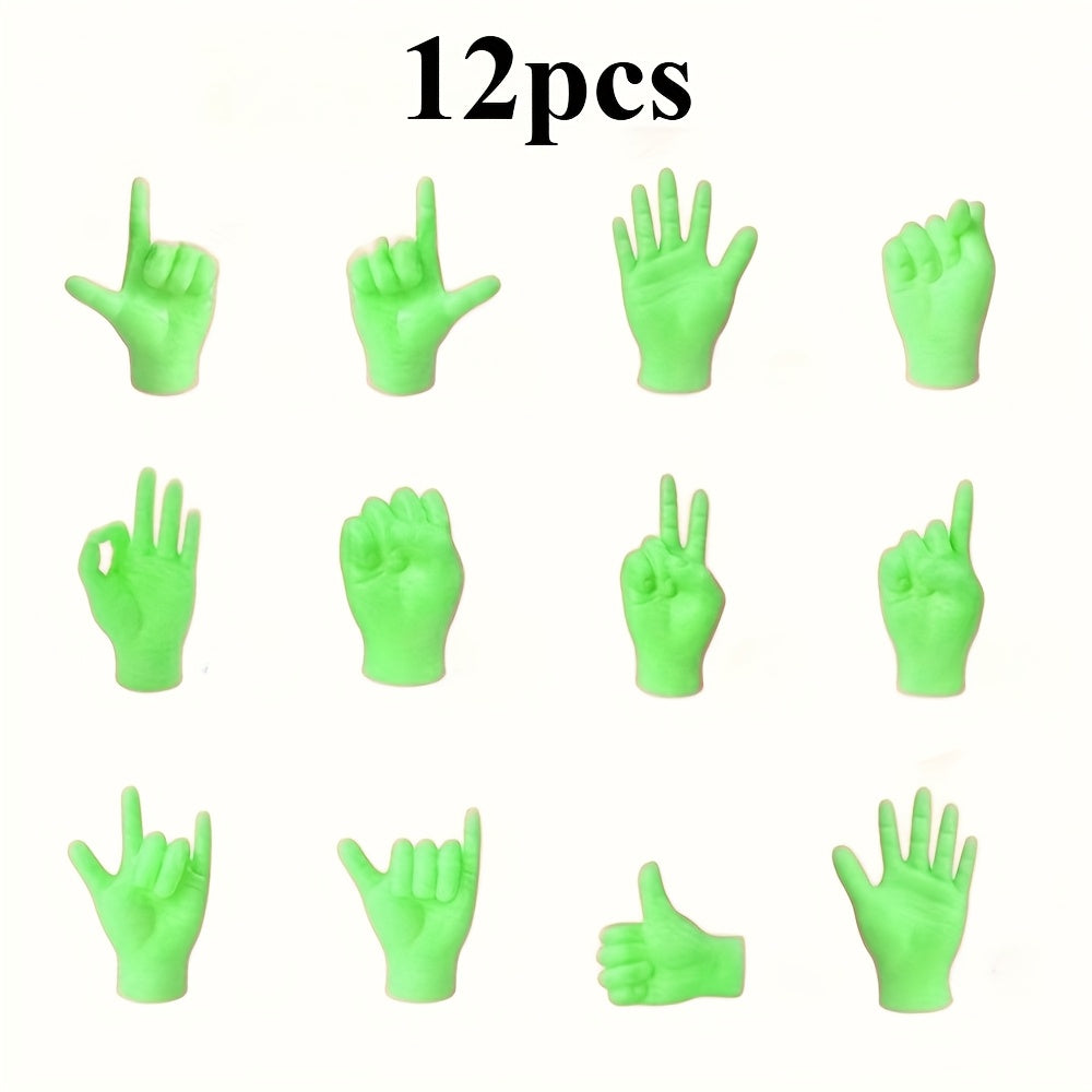 12pcs Mini Finger Hands Fluorescent Puppet Flexible Poseable Tips