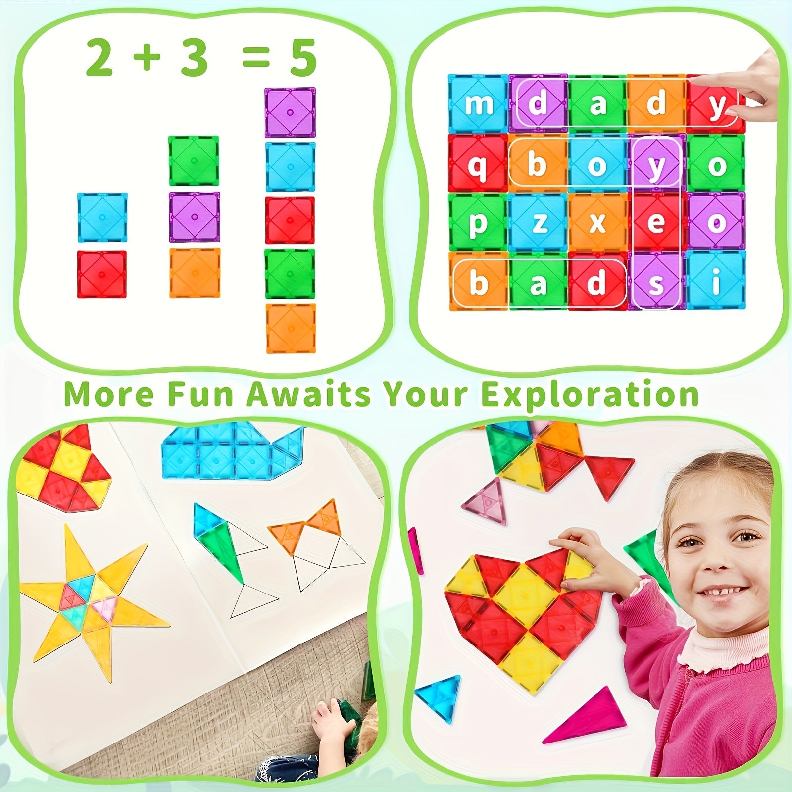 Magnetic Building Blocks Toys Kids 80pcs Learning Educational Construction