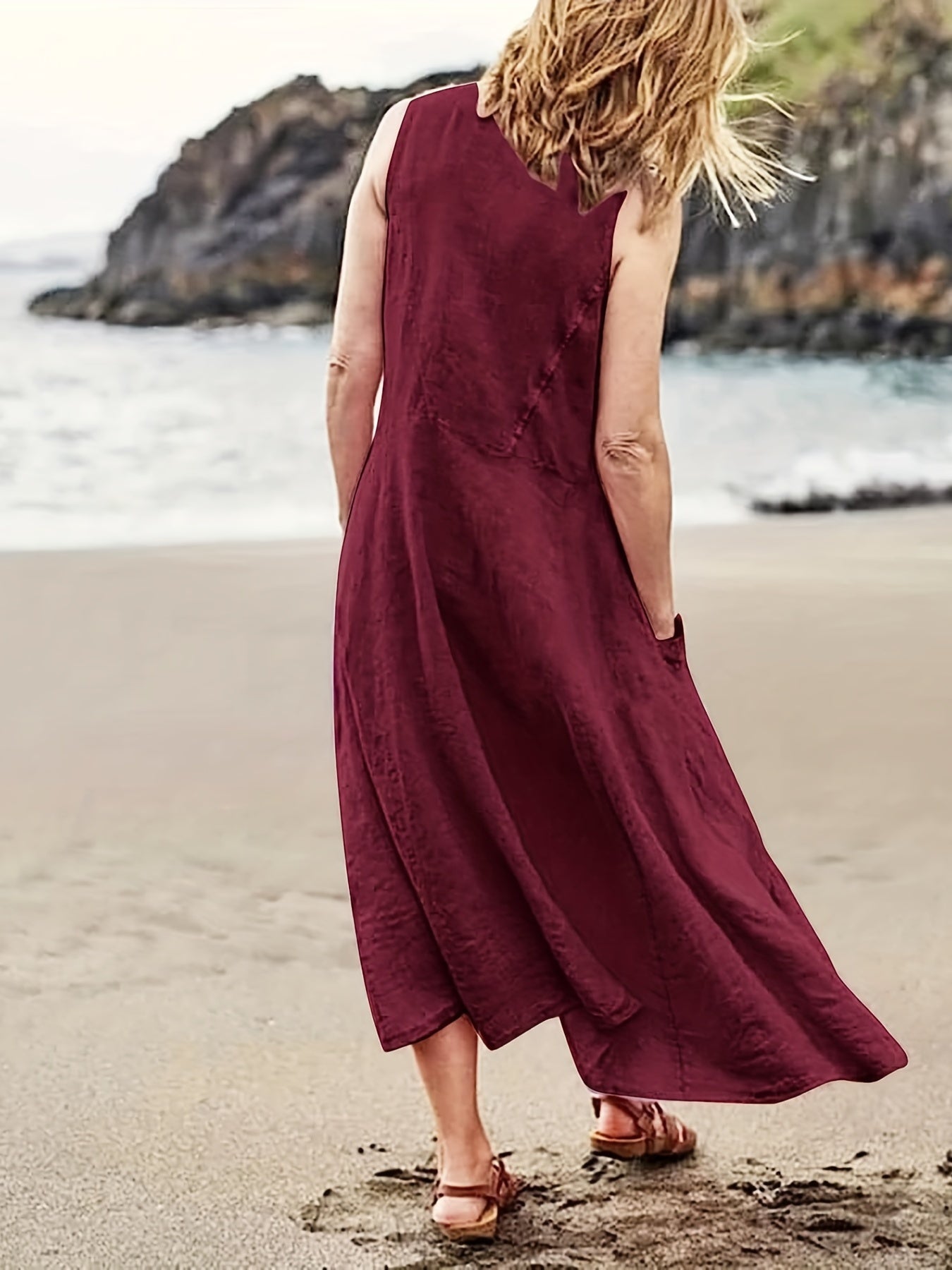 Plus Size Maxi Tank Dress With Pockets