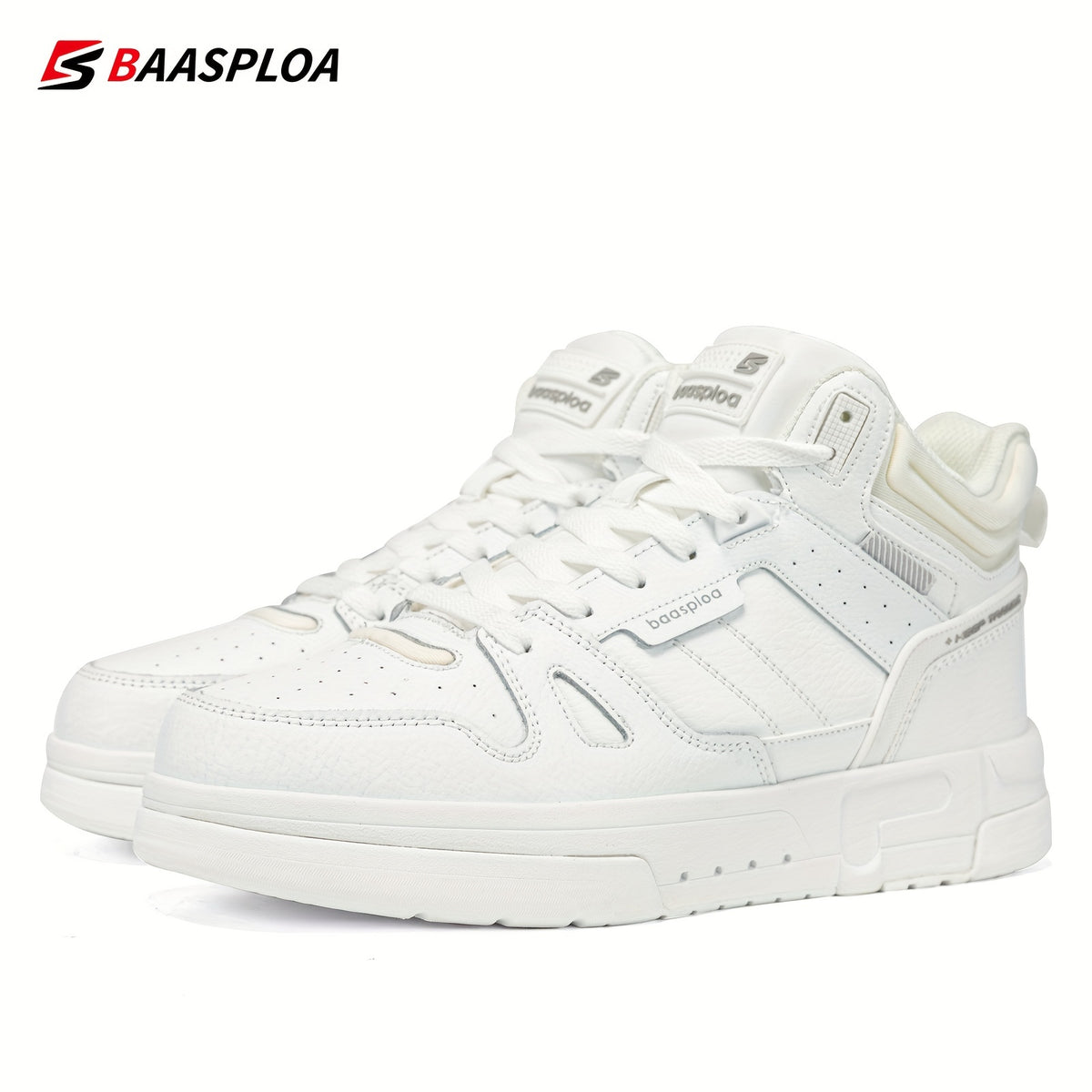 Baasploa Men's High Top Skate Shoes Lace Up Comfy Non Slip Sneakers