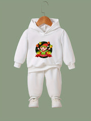 Elf Print Girls Hoodies Jogger Pants Set for Sports Spring Fall