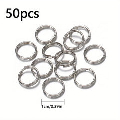 50pcs Metal Keyring Blank Circle DIY Keychain Jewelry Making 6 20mm