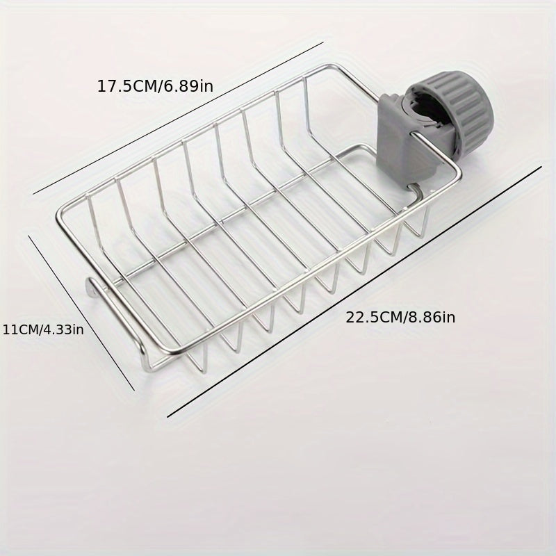Kitchen Faucet Rack Sink Caddy Organizer Hanging Drainer Stainless Steel Storage