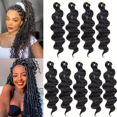Natural Body Wave Braiding Hair Pre-Feathered French Curl Wavy Crochet Braids 1B