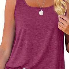  Basic Tank Top Women's Plus Solid Square Neck High Stretch Summer