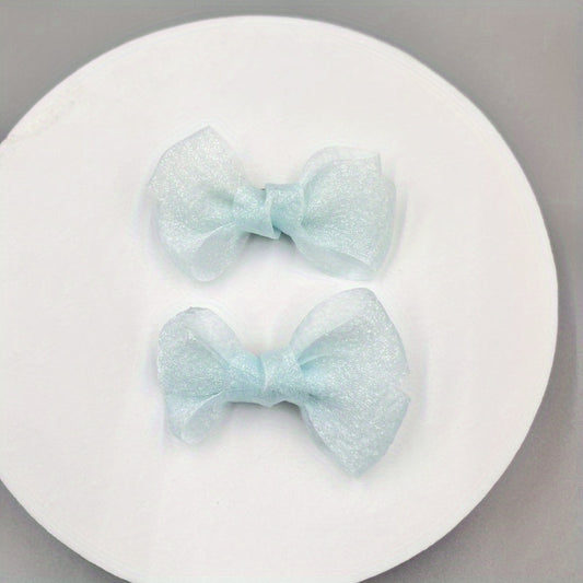 2pcs Baby Girls Mesh Bow Hair Clips Princess Headwear Hair Accessories