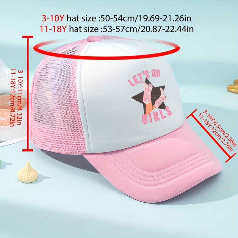 Kids Pink High Heels Mesh Baseball Cap Sunshade Trucker Hat