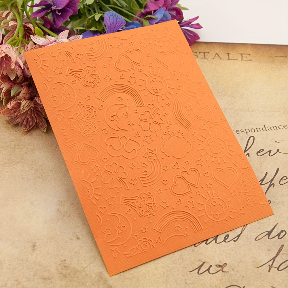 Rainbow Heart Star Sun Plastic Embossing Folders for Scrapbooking