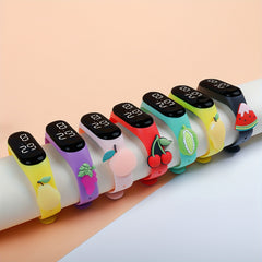 7pcs Kids Electronic Watch Fruit Paradise Pattern Mixed Gift Set