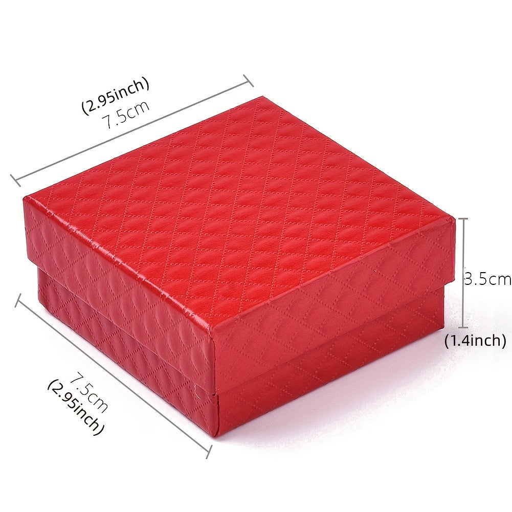 12pcs Red Jewelry Boxes For Pendant Earring Ring With Sponge Inside