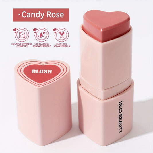 Heart Shape Blush Stick Cream Blush Beauty Pink Highly Pigmented Long Lasting