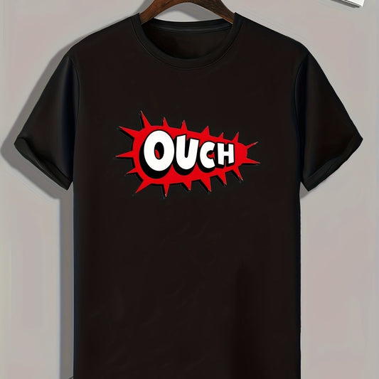 ''OUCH'' Print Men's Graphic T-shirt for Summer