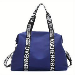 Large Capacity Letter Print Nylon Waterproof Shoulder Bag Travel Duffel