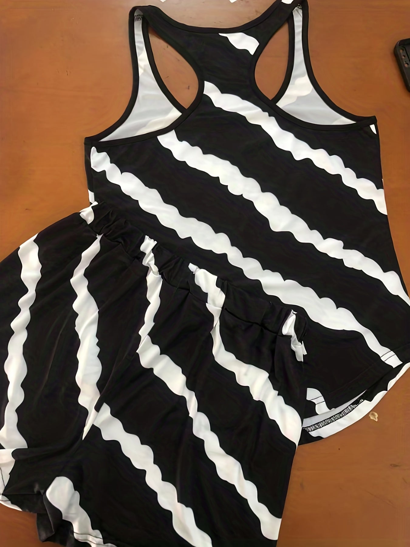 Striped Tank Top & Shorts Set Casual Outfit