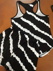 Striped Tank Top & Shorts Set Casual Outfit