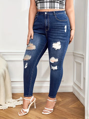  High Rise Ripped Skinny Jeans