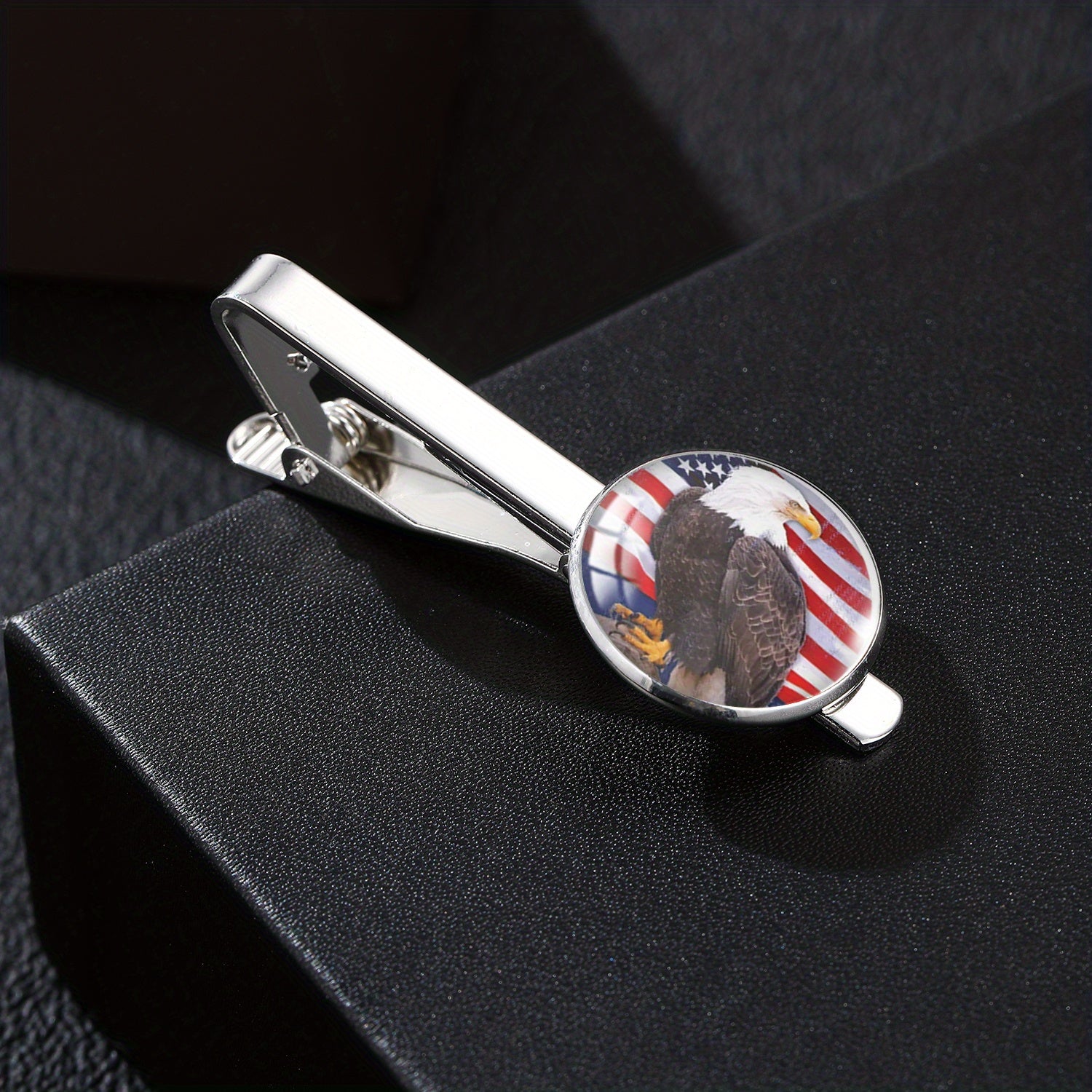 Patriotic Tie Clip With Eagle American Flag Yin Yang