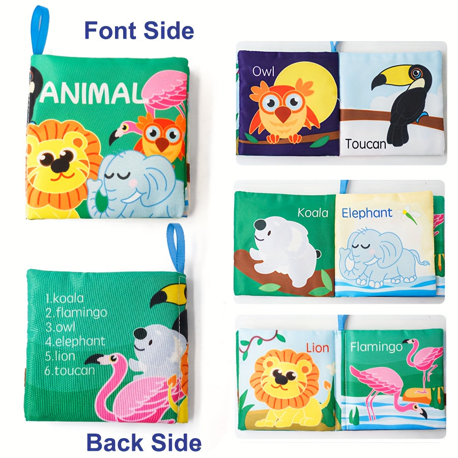 Colorful Educational Cloth Book - 6 Themes, English Letters, Cartoon Patterns