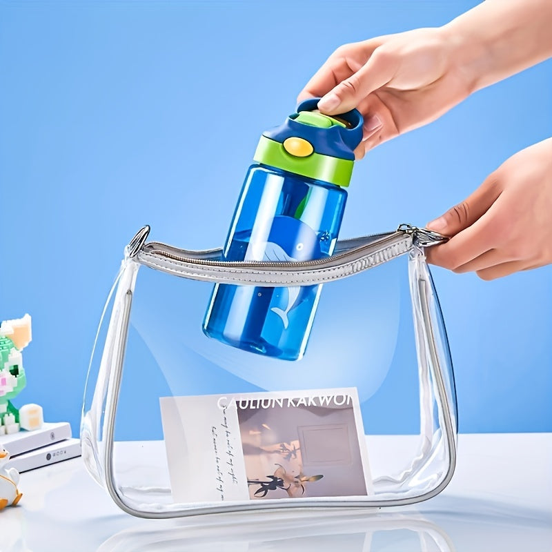 480ml 16.2oz Water Cup Student Female Anti-fall Portable Straw Bottle