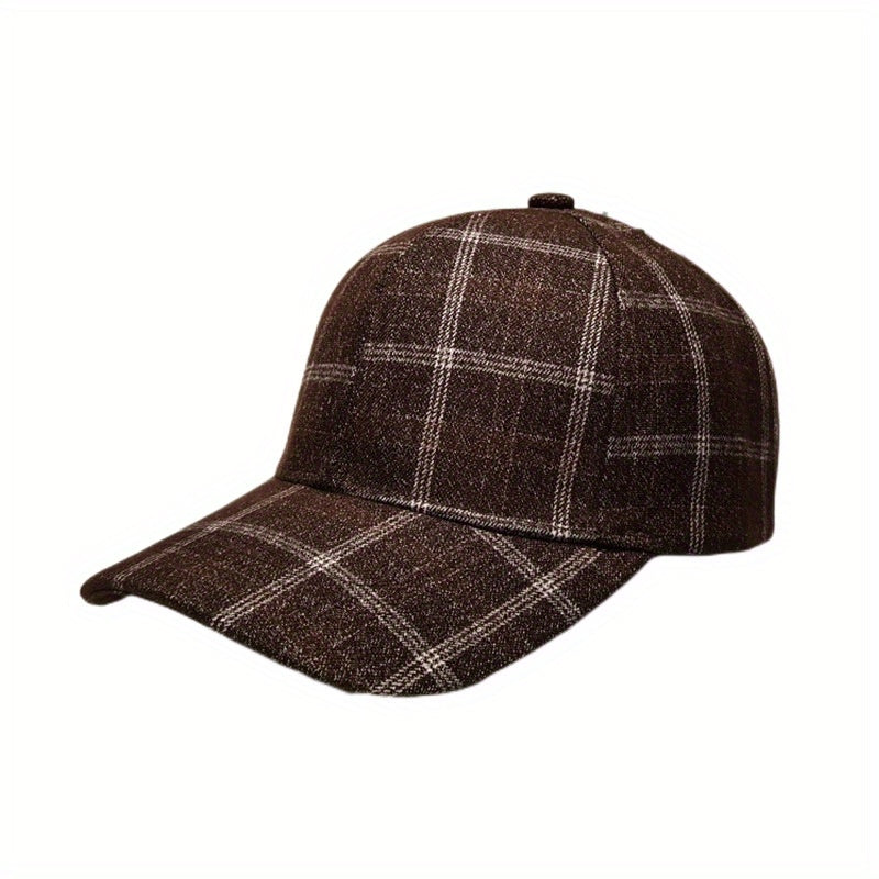 Vintage Plaid Casual Baseball Cap Sunscreen Cotton Blend Dad Hat Lightweight
